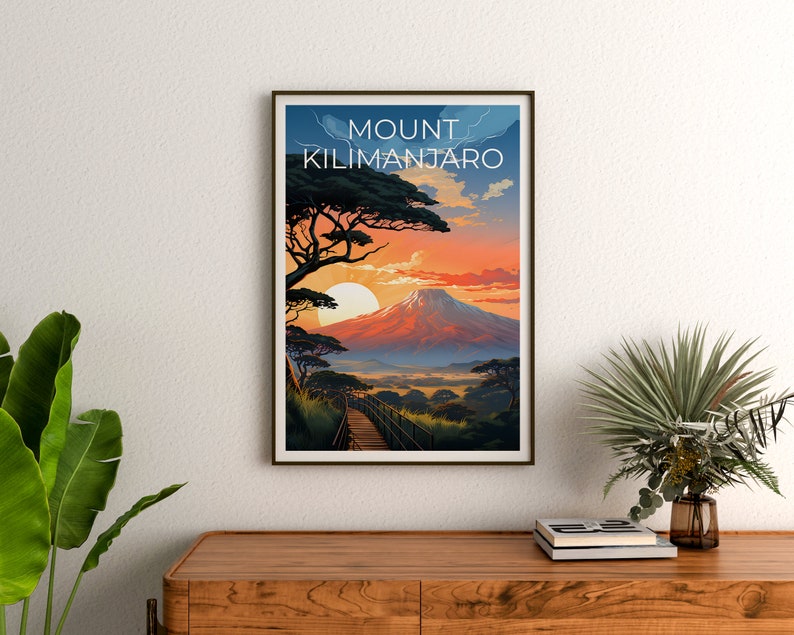 Mount Kilimanjaro Travel Poster, Africa Wall Art, Africa Print, Mount Kilimanjaro Poster, Tanzania Poster, Mount Kilimanjaro Print