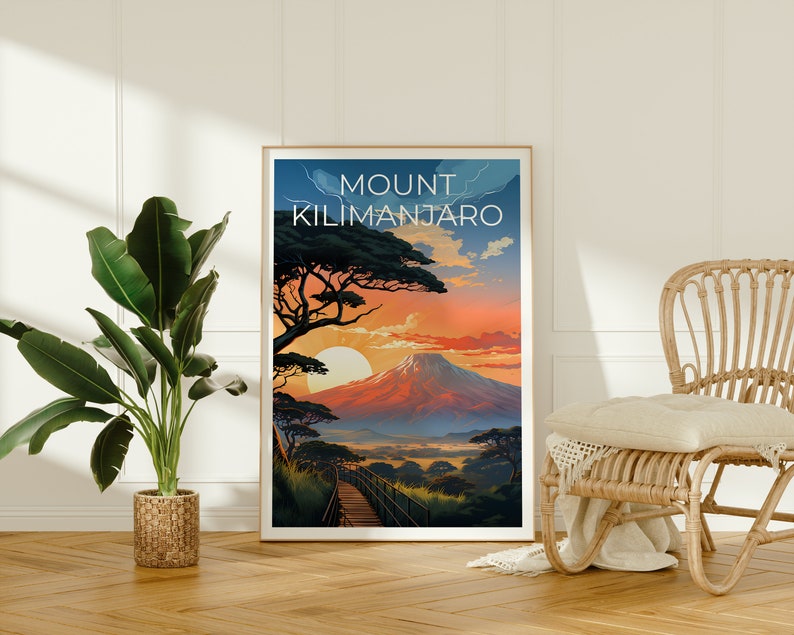 Mount Kilimanjaro Travel Poster, Africa Wall Art, Africa Print, Mount Kilimanjaro Poster, Tanzania Poster, Mount Kilimanjaro Print