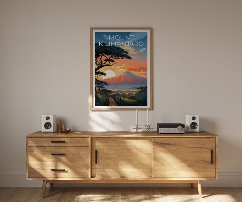 Mount Kilimanjaro Travel Poster, Africa Wall Art, Africa Print, Mount Kilimanjaro Poster, Tanzania Poster, Mount Kilimanjaro Print