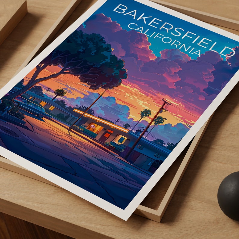 Bakersfield Travel Poster, California Wall Art, California Print, Bakersfield Poster, California Poster, City Poster, Bakersfield Print
