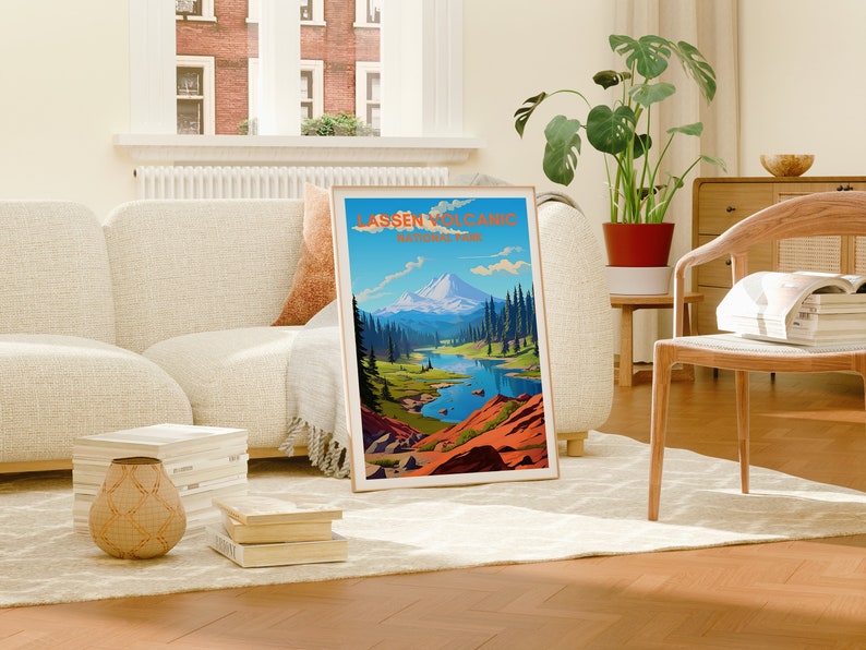 Lassen Volcanic Travel Poster, California Wall Art, California Print, Lassen Volcanic Poster, Nature Poster, Mountain Poster, Nature Art