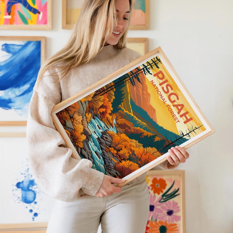 Affiche de voyage de Pisgah, art mural de Caroline du Nord, impression de Caroline du Nord, affiche de Pisgah, affiche des montagnes des Appalaches, affiche de la nature