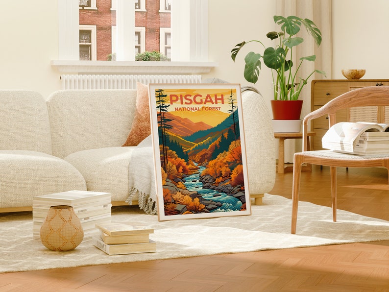 Affiche de voyage de Pisgah, art mural de Caroline du Nord, impression de Caroline du Nord, affiche de Pisgah, affiche des montagnes des Appalaches, affiche de la nature