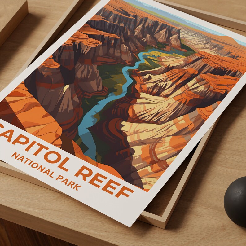 Affiche de voyage Capitol Reef, art mural de l'Utah, impression du parc national, affiche Capitol Reef, art de l'Utah, affiche nature, décoration murale