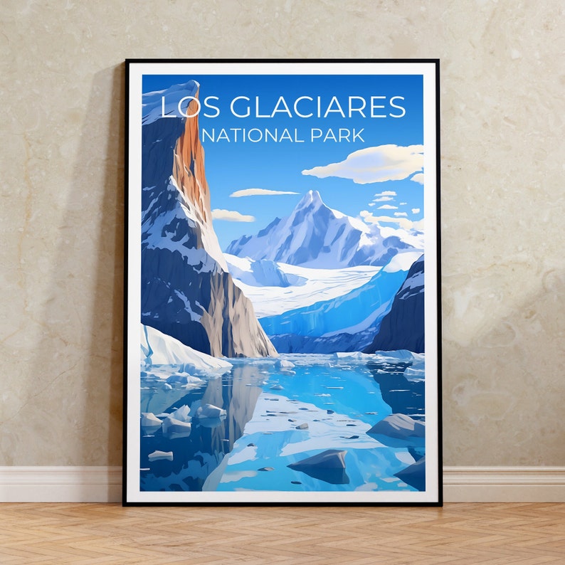 Los Glaciares National Park Travel Poster, Argentina Wall Art, Argentina Print, Los Glaciares Poster, Ice Poster, Nature Poster