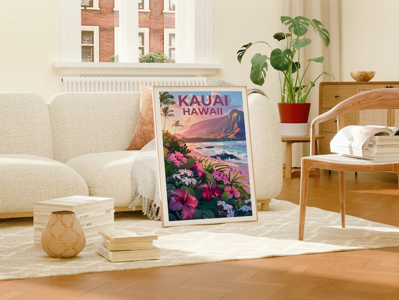 Kauai Poster, Kauai Print, Hawaii Poster, Hawaii Print, Kauai Travel Poster, Beach Poster, Kauai Art