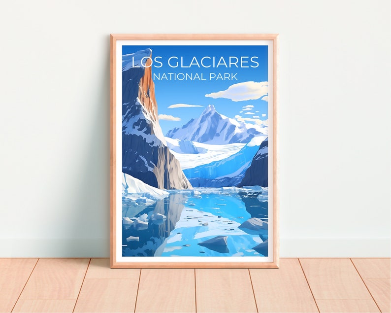 Los Glaciares National Park Travel Poster, Argentina Wall Art, Argentina Print, Los Glaciares Poster, Ice Poster, Nature Poster
