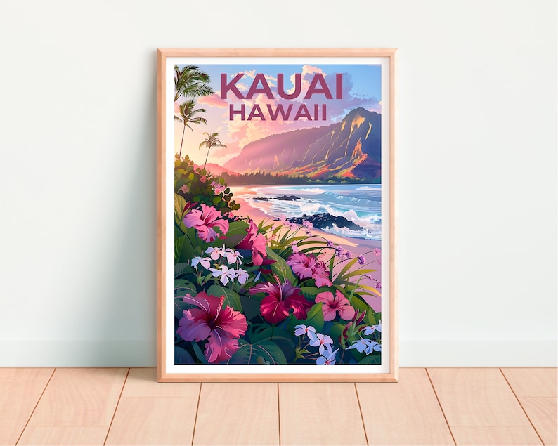 Kauai Poster, Kauai Print, Hawaii Poster, Hawaii Print, Kauai Travel Poster, Beach Poster, Kauai Art