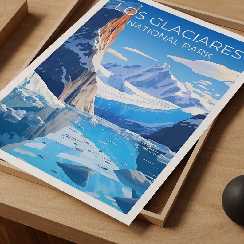 Los Glaciares National Park Travel Poster, Argentina Wall Art, Argentina Print, Los Glaciares Poster, Ice Poster, Nature Poster