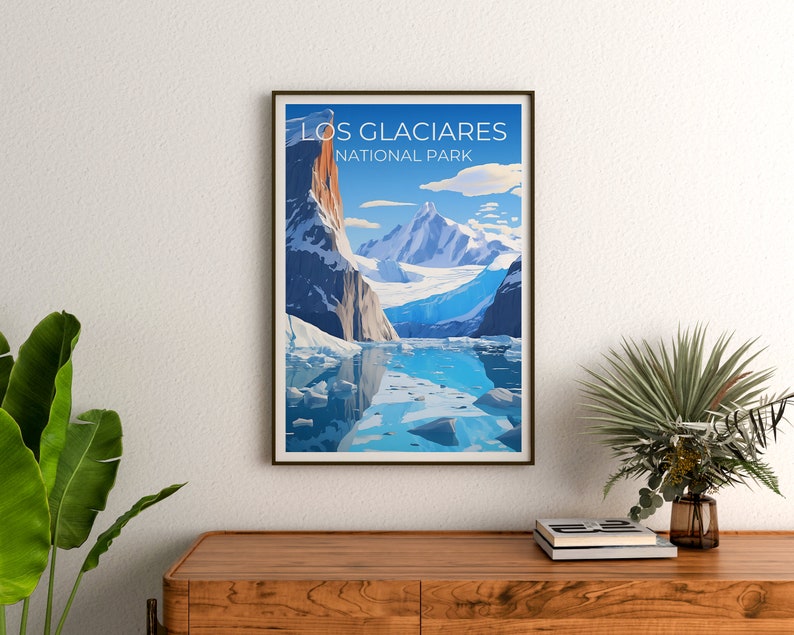Los Glaciares National Park Travel Poster, Argentina Wall Art, Argentina Print, Los Glaciares Poster, Ice Poster, Nature Poster