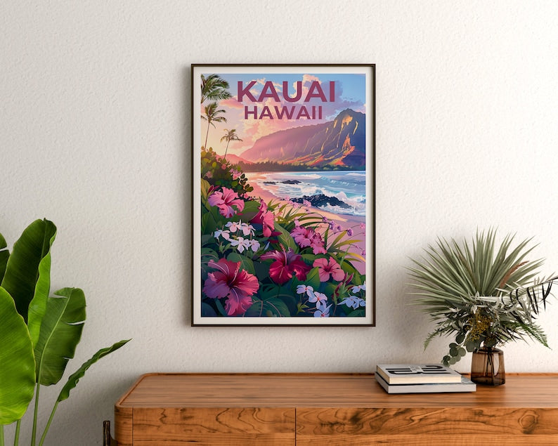 Kauai Poster, Kauai Print, Hawaii Poster, Hawaii Print, Kauai Travel Poster, Beach Poster, Kauai Art