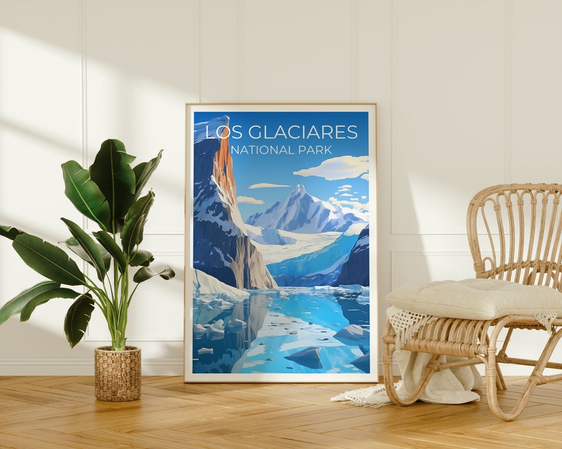 Los Glaciares National Park Travel Poster, Argentina Wall Art, Argentina Print, Los Glaciares Poster, Ice Poster, Nature Poster