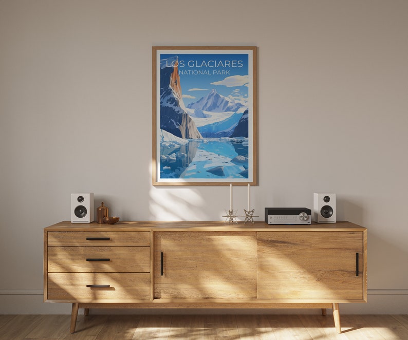 Los Glaciares National Park Travel Poster, Argentina Wall Art, Argentina Print, Los Glaciares Poster, Ice Poster, Nature Poster
