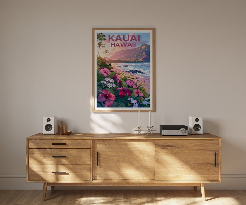 Kauai Poster, Kauai Print, Hawaii Poster, Hawaii Print, Kauai Travel Poster, Beach Poster, Kauai Art