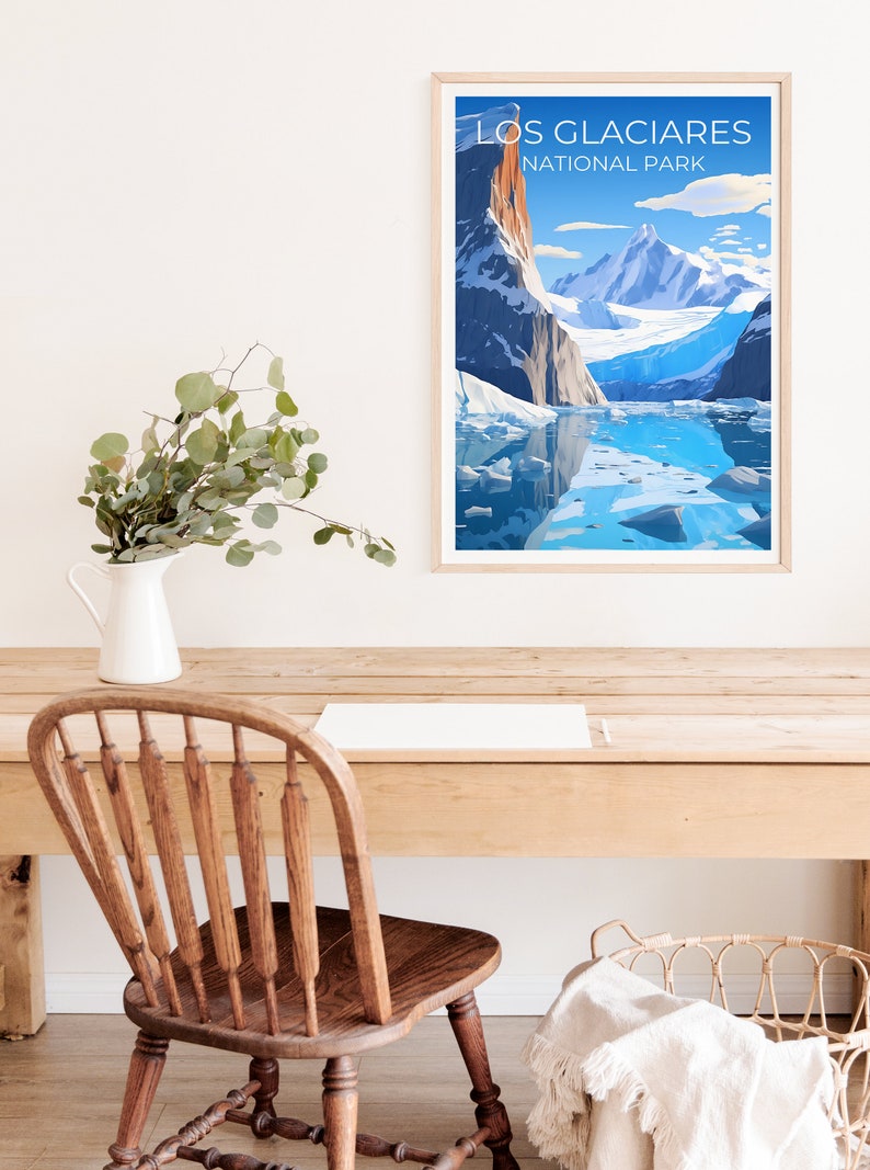 Los Glaciares National Park Travel Poster, Argentina Wall Art, Argentina Print, Los Glaciares Poster, Ice Poster, Nature Poster