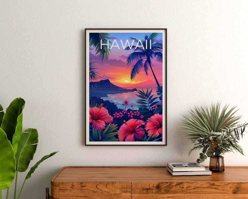 Hawaii Poster, Hawaii Print, Coast Poster, Beach Print, Island Poster, Hawaii Art, Island Print