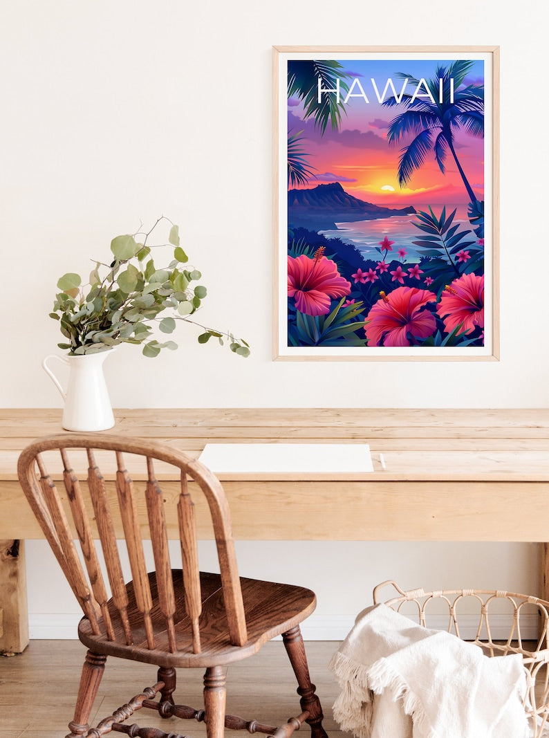 Hawaii Poster, Hawaii Print, Coast Poster, Beach Print, Island Poster, Hawaii Art, Island Print