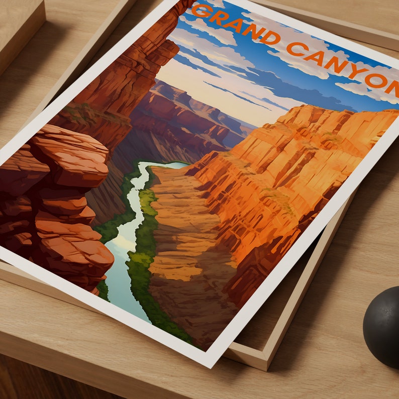 Affiche de voyage du Grand Canyon, Art mural de l'Arizona, Impression de l'Arizona, Affiche du Grand Canyon, Illustration du Grand Canyon, Affiche de la nature, Impression de la nature