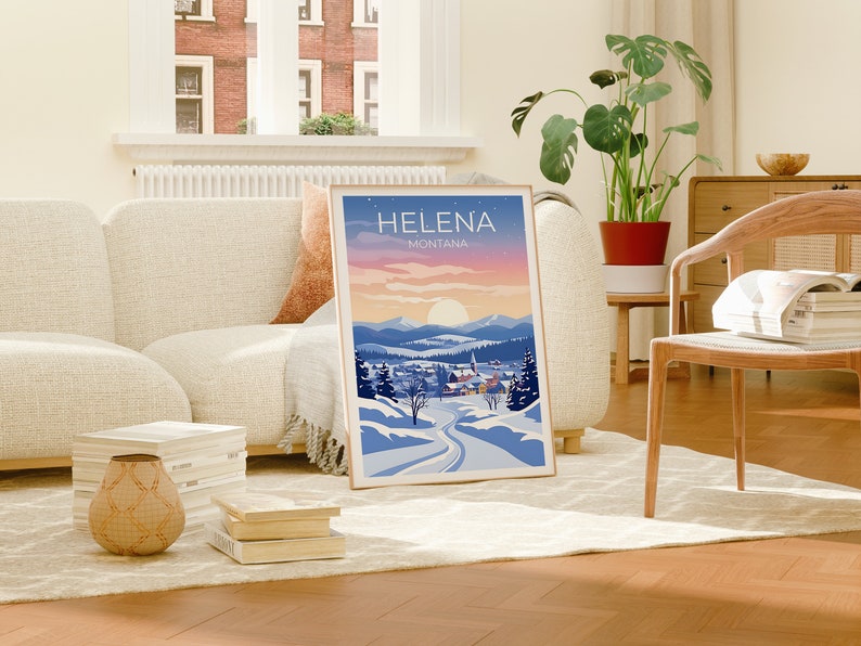 Helena Travel Poster, Montana Wall Art, Montana Print, Helena Poster, Snow City Poster, Winter Poster, Helena Illustration