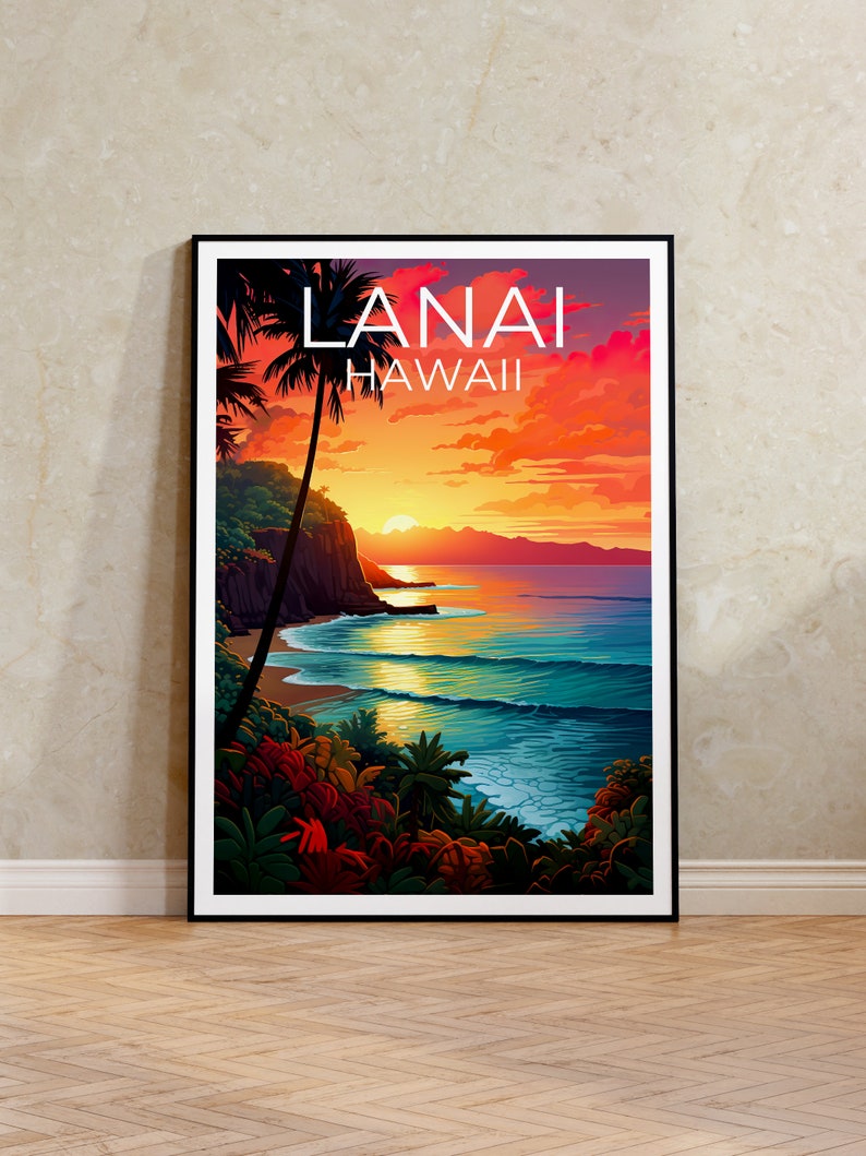 Lanai Travel Poster, Hawaii Wall Art, Hawaii Print, Lanai Poster, Hawaii Poster, Beach Print, Hawaii Print