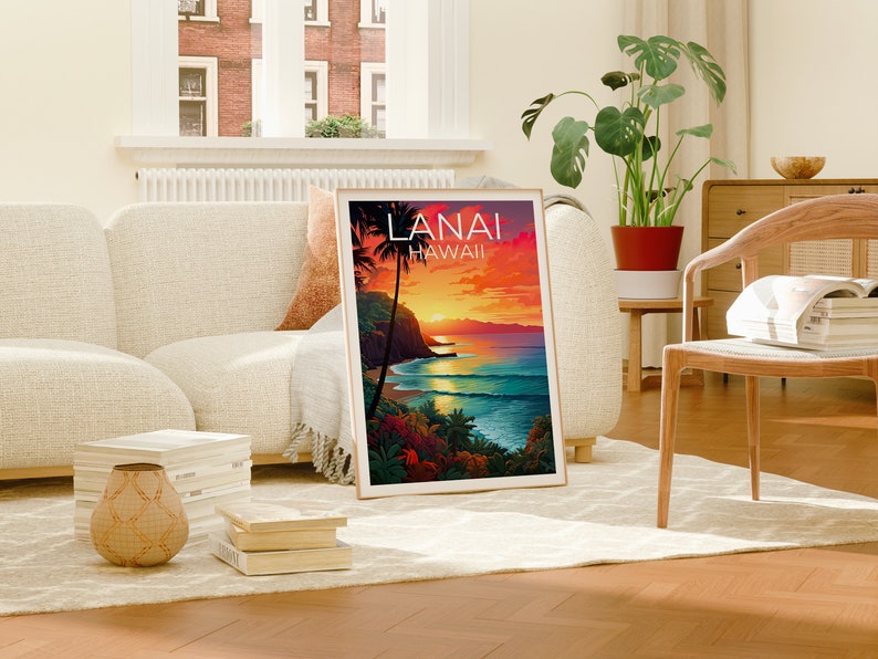 Lanai Travel Poster, Hawaii Wall Art, Hawaii Print, Lanai Poster, Hawaii Poster, Beach Print, Hawaii Print