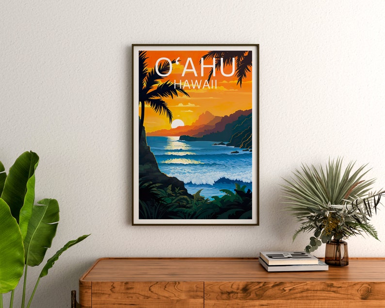 O‘ahu Travel Poster, Hawaii Wall Art, Hawaii Print, O‘ahu Poster, Hawaii Poster, Island Poster, O‘ahu Art