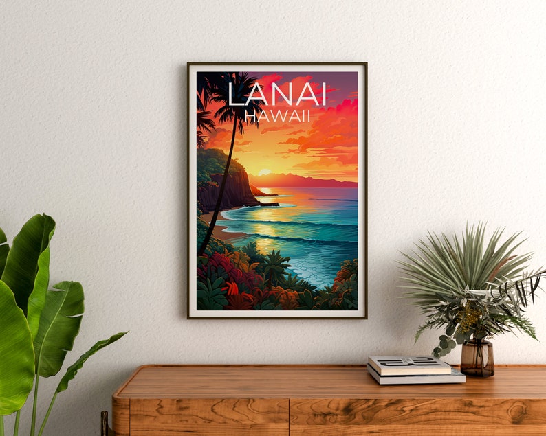 Lanai Travel Poster, Hawaii Wall Art, Hawaii Print, Lanai Poster, Hawaii Poster, Beach Print, Hawaii Print
