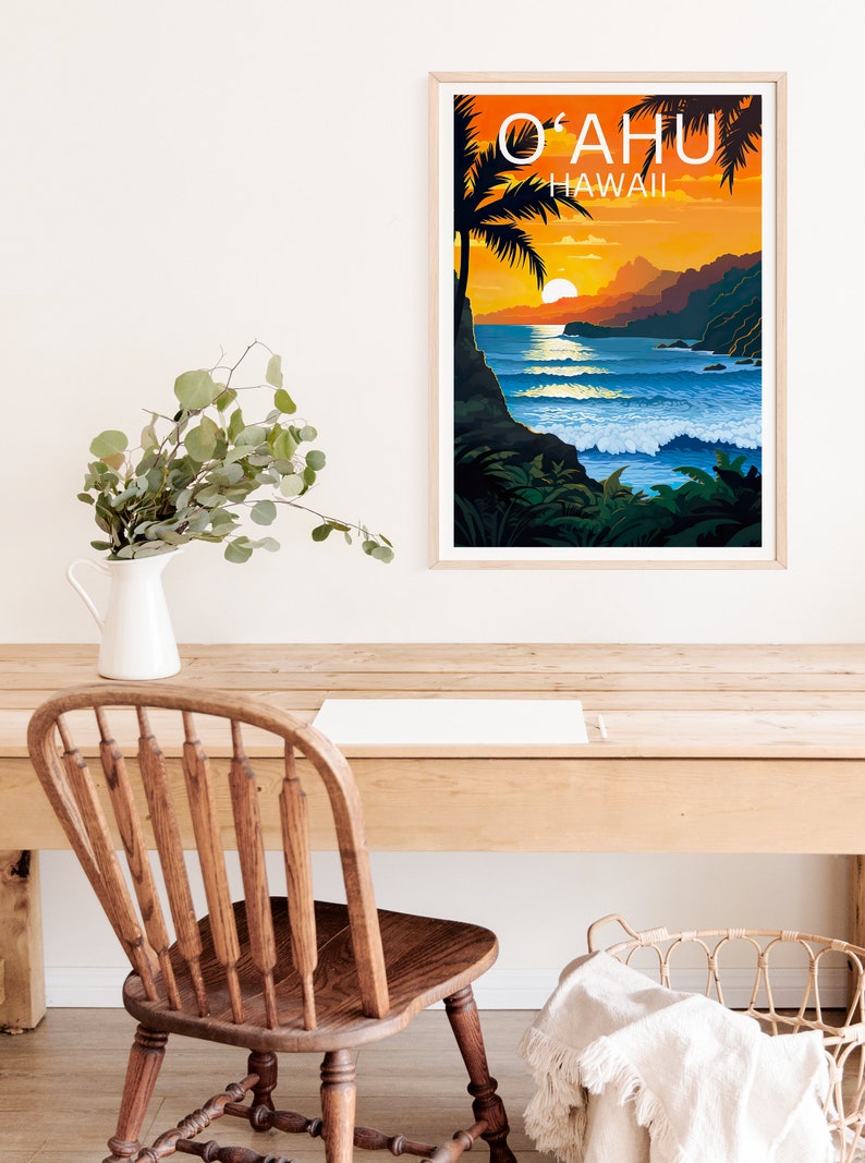 O‘ahu Travel Poster, Hawaii Wall Art, Hawaii Print, O‘ahu Poster, Hawaii Poster, Island Poster, O‘ahu Art