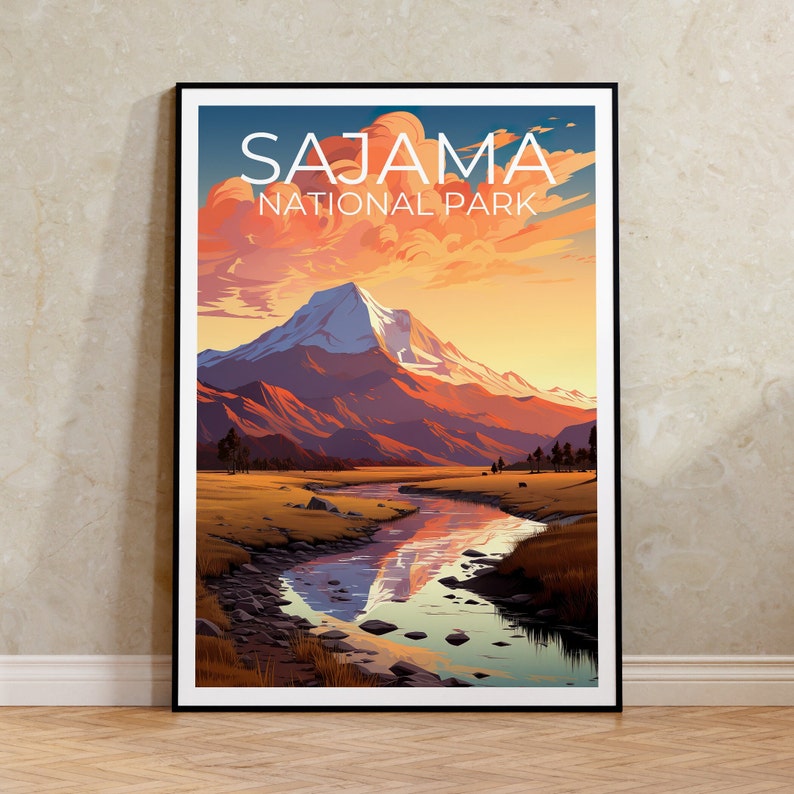 Sajama Park Travel Poster, Bolivia Wall Art, Bolivia Print, Sajama Park Poster, Bolivia Poster, South America Poster, Sajama Park Art