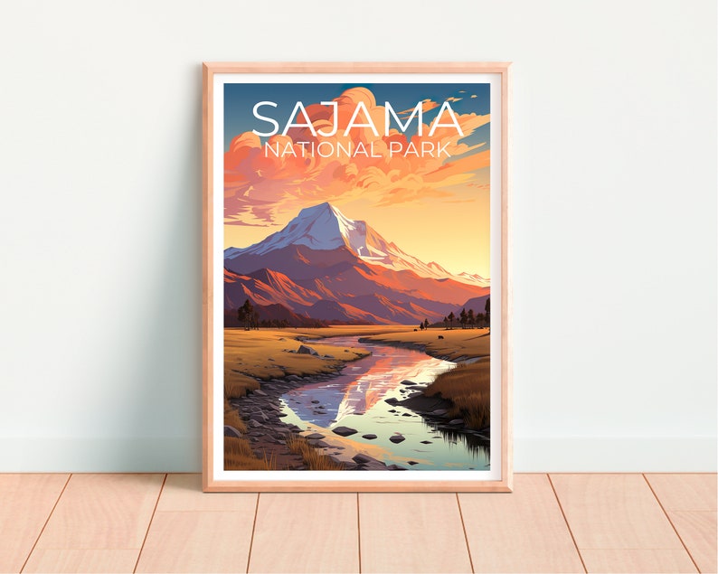 Sajama Park Travel Poster, Bolivia Wall Art, Bolivia Print, Sajama Park Poster, Bolivia Poster, South America Poster, Sajama Park Art