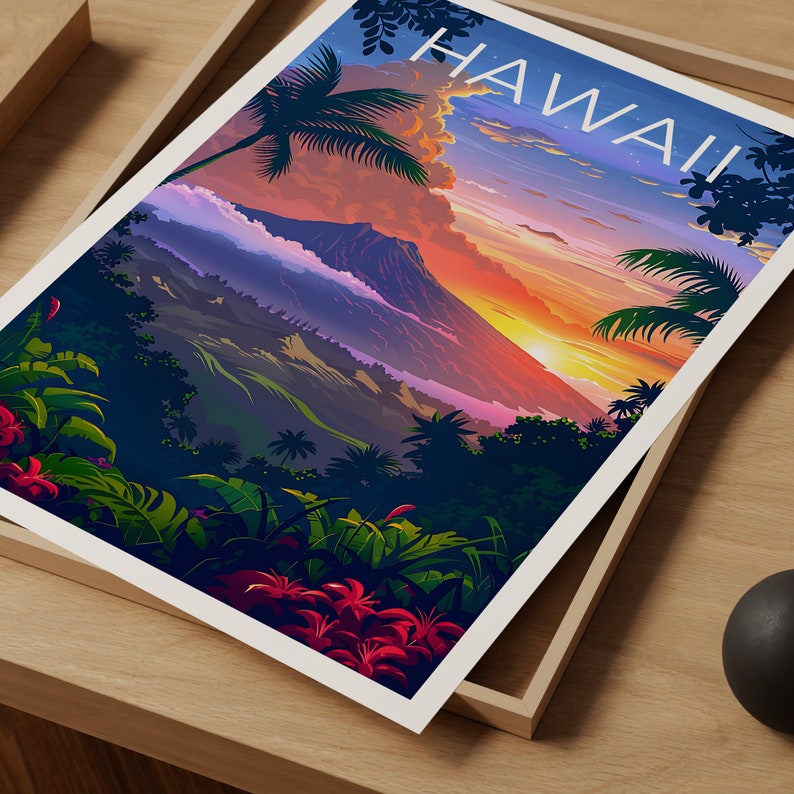 Hawaii Poster, Hawaii Print, Tropical Island Poster, Island Print, Hawaii Travel Poster, Hiking Poster, Hawaii Art