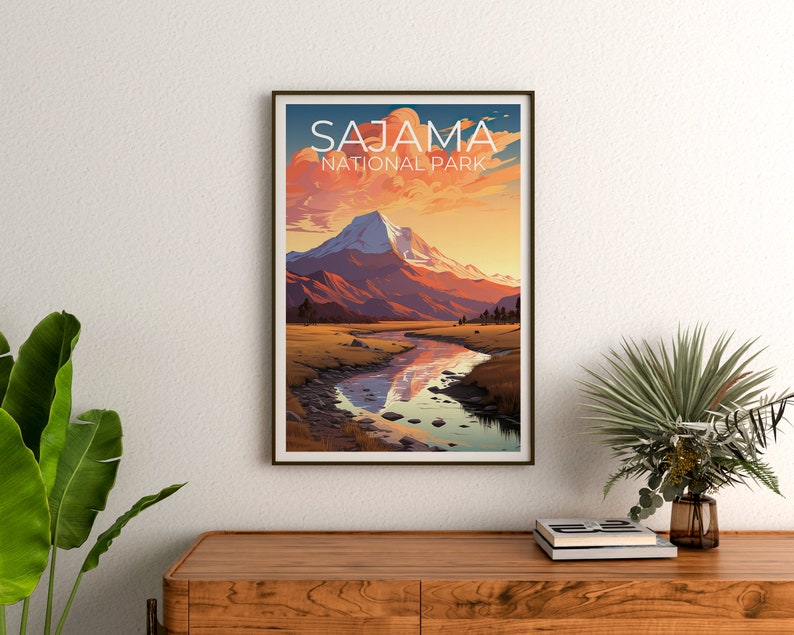 Sajama Park Travel Poster, Bolivia Wall Art, Bolivia Print, Sajama Park Poster, Bolivia Poster, South America Poster, Sajama Park Art