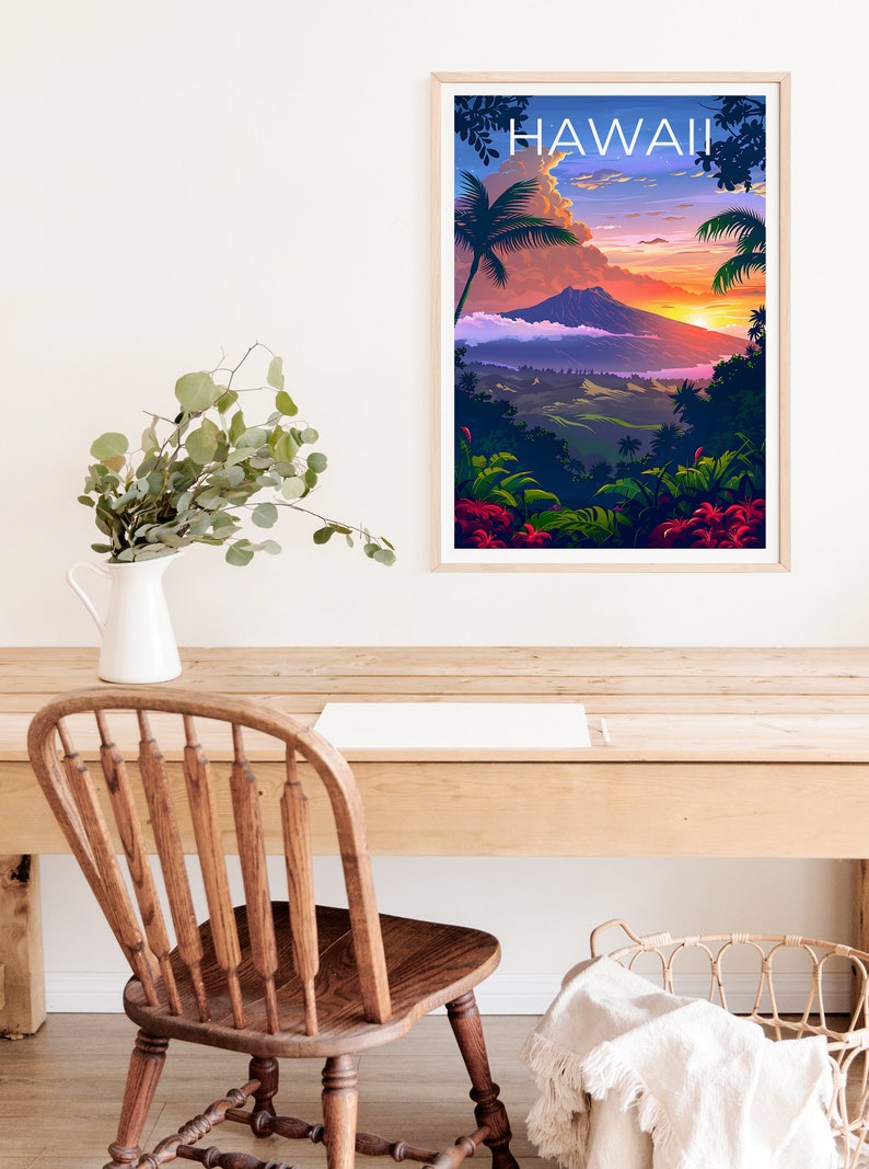 Hawaii Poster, Hawaii Print, Tropical Island Poster, Island Print, Hawaii Travel Poster, Hiking Poster, Hawaii Art