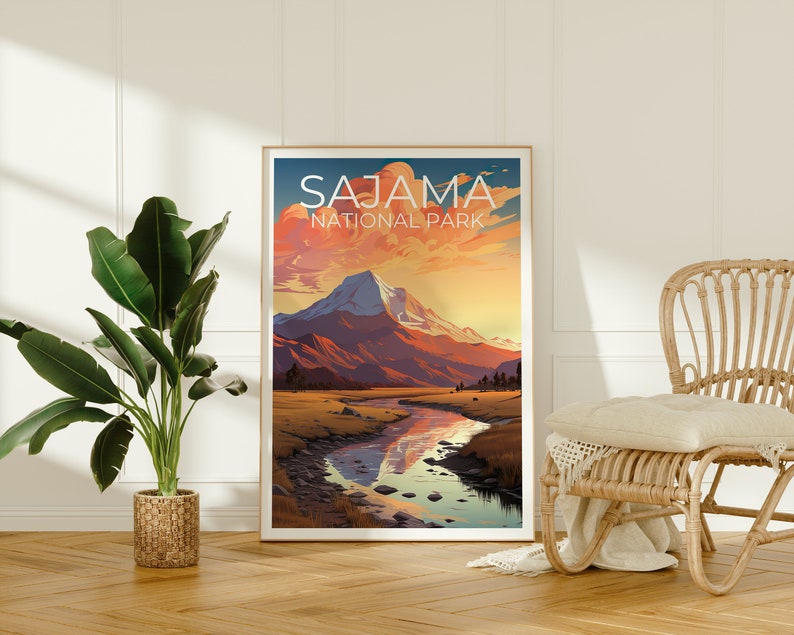 Sajama Park Travel Poster, Bolivia Wall Art, Bolivia Print, Sajama Park Poster, Bolivia Poster, South America Poster, Sajama Park Art