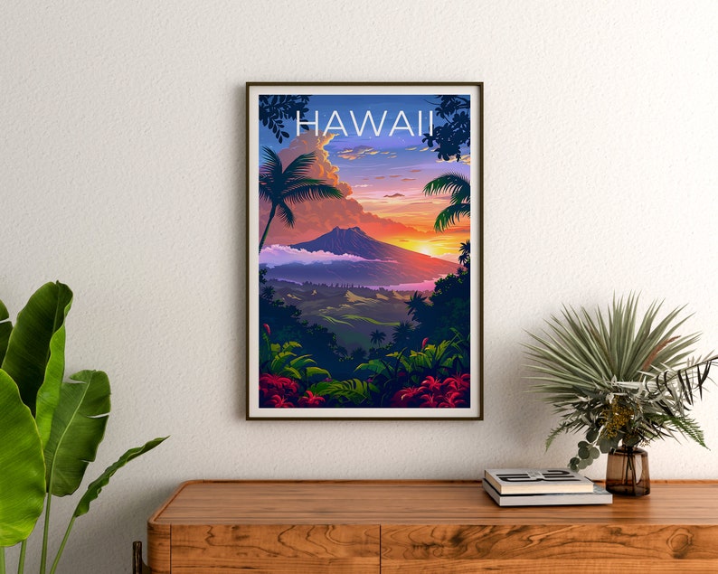 Hawaii Poster, Hawaii Print, Tropical Island Poster, Island Print, Hawaii Travel Poster, Hiking Poster, Hawaii Art