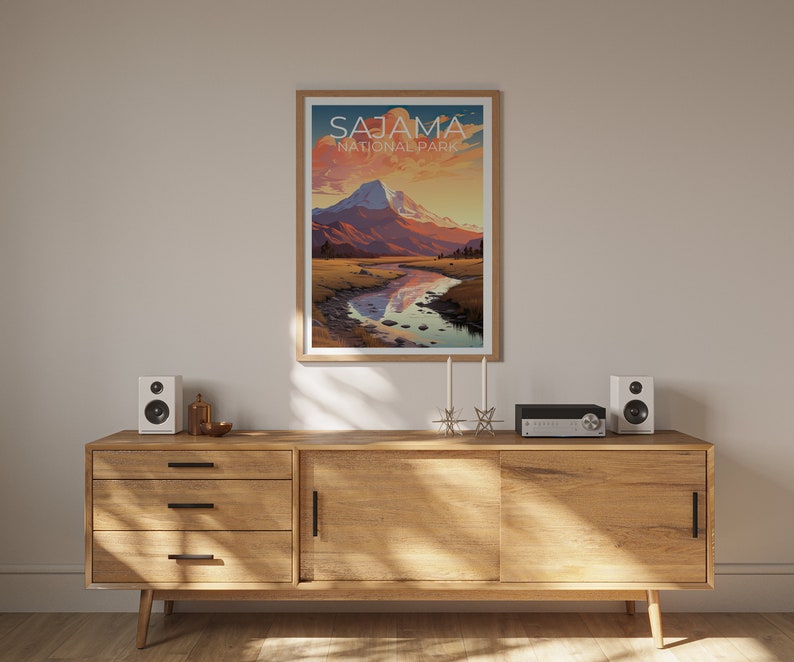 Sajama Park Travel Poster, Bolivia Wall Art, Bolivia Print, Sajama Park Poster, Bolivia Poster, South America Poster, Sajama Park Art