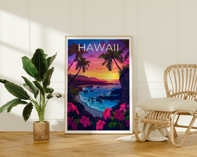 Hawaii Poster, Hawaii Print, Tropical Island Poster, Island Print, Hawaii Travel Poster, Hiking Poster, Hawaii Art