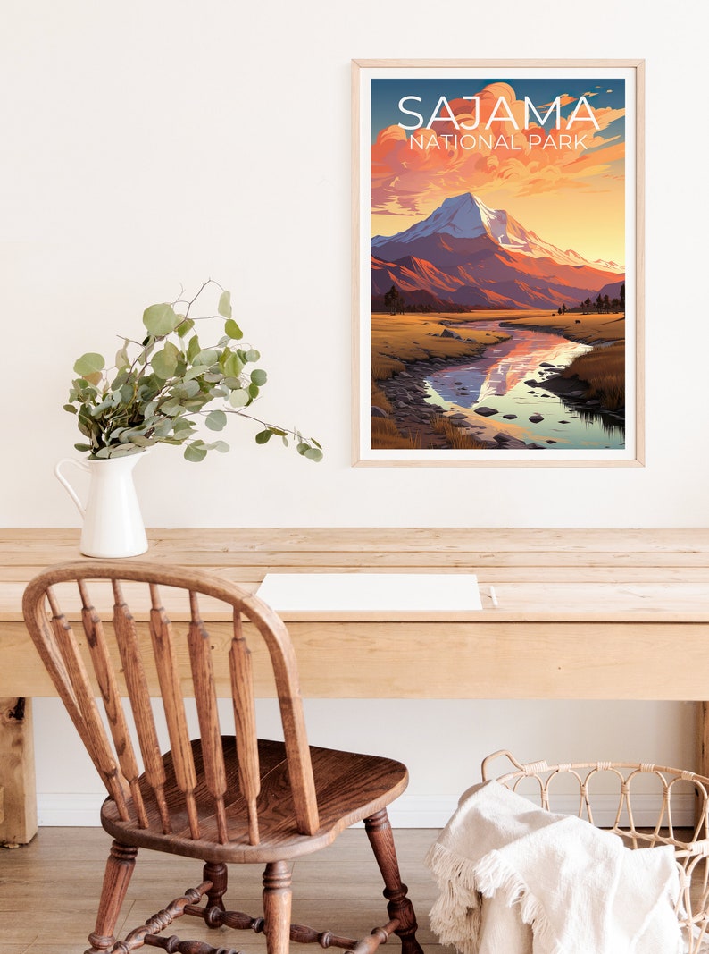 Sajama Park Travel Poster, Bolivia Wall Art, Bolivia Print, Sajama Park Poster, Bolivia Poster, South America Poster, Sajama Park Art