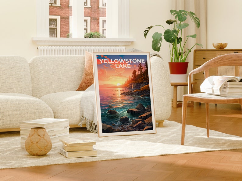 Yellowstone Lake Poster, Yellowstone Lake Print, Wyoming Poster, Wyoming Print, Yellowstone Lake Travel Poster, Lake Poster