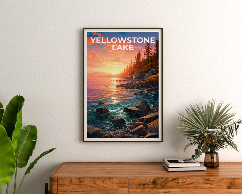 Affiche du lac Yellowstone, Impression du lac Yellowstone, Affiche du Wyoming, Impression du Wyoming, Affiche de voyage du lac Yellowstone, Affiche du lac