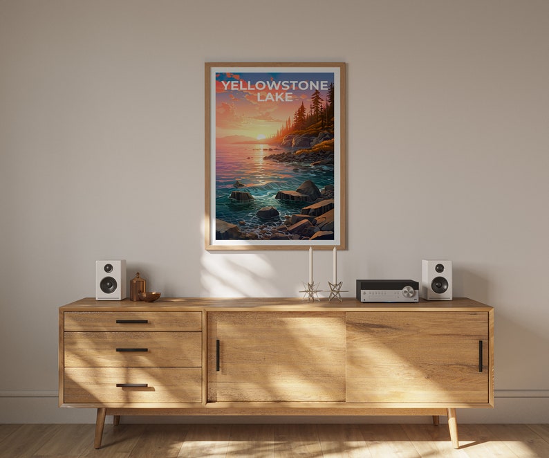 Affiche du lac Yellowstone, Impression du lac Yellowstone, Affiche du Wyoming, Impression du Wyoming, Affiche de voyage du lac Yellowstone, Affiche du lac