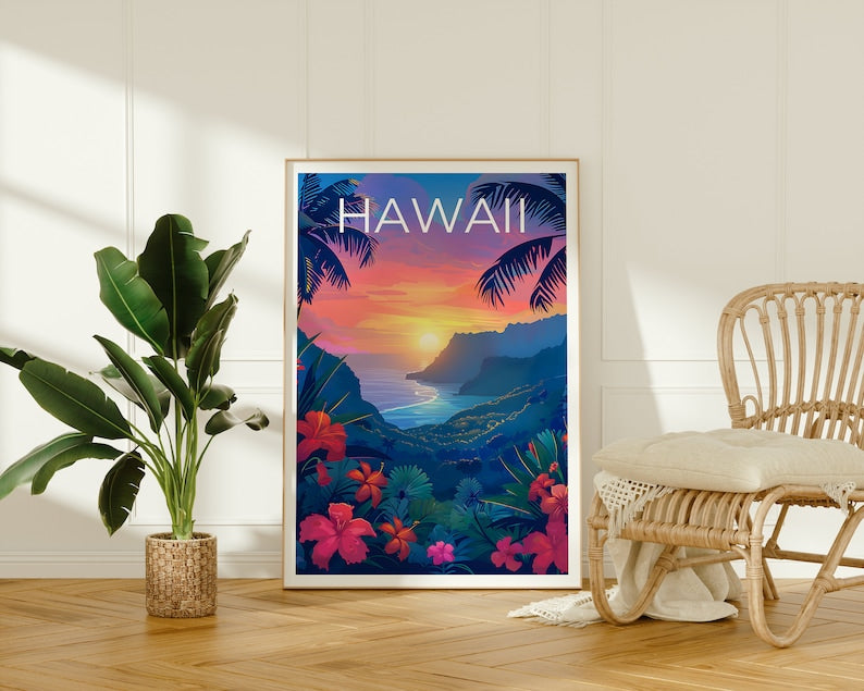 Hawaii Poster, Hawaii Print, Island Poster, Coast Print, Hawaii Travel Poster, Beach Poster, Hawaii Art