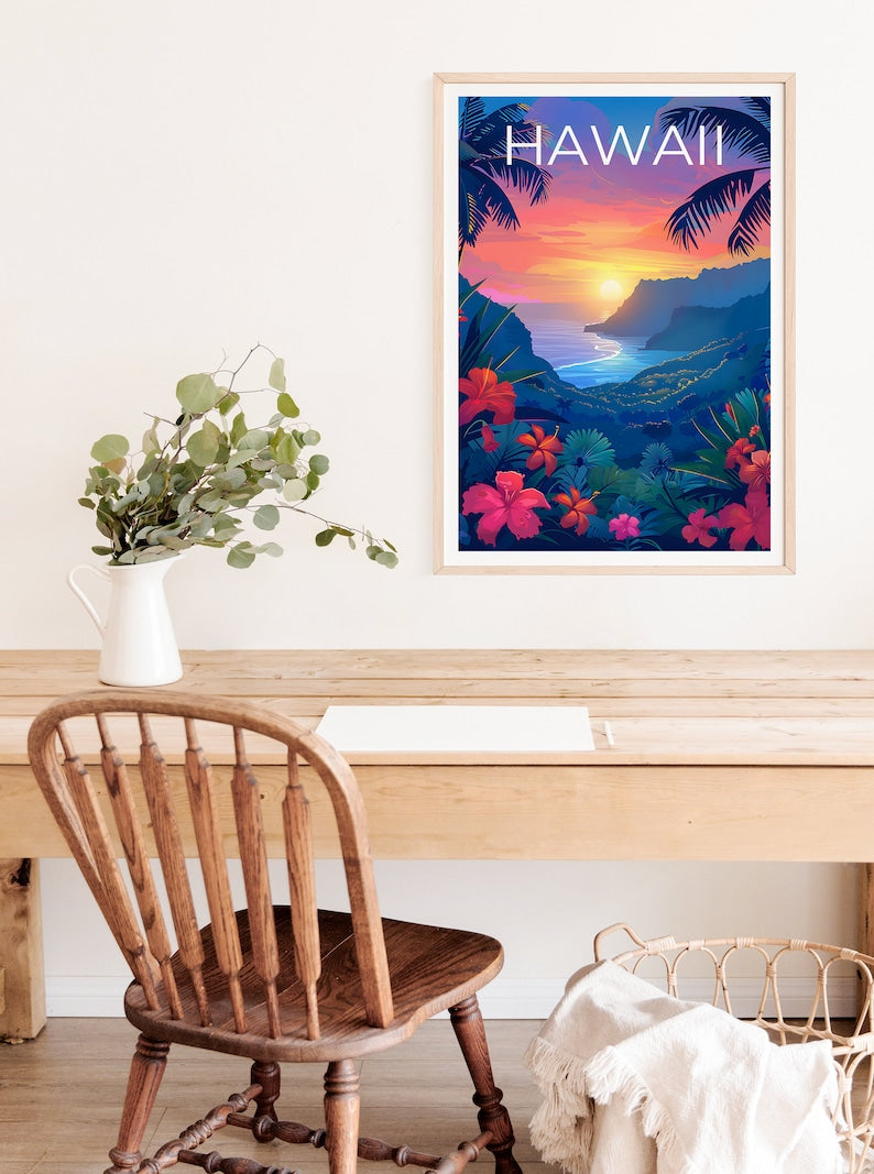 Hawaii Poster, Hawaii Print, Island Poster, Coast Print, Hawaii Travel Poster, Beach Poster, Hawaii Art