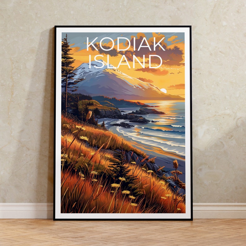 Kodiak Island Travel Poster, Kodiak Island Wall Art, Alaska Print, Alaska Poster, Kodiak Island Poster, Kodiak Island Poster, Alaska Gift