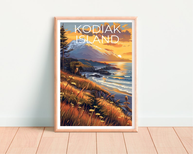 Kodiak Island Travel Poster, Kodiak Island Wall Art, Alaska Print, Alaska Poster, Kodiak Island Poster, Kodiak Island Poster, Alaska Gift