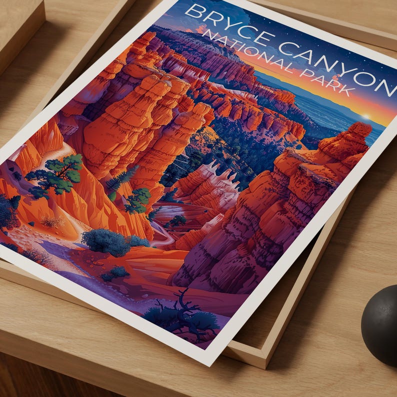 Affiche Bryce Canyon, Impression Utah, Cadeau de randonnée, Impression Bryce Canyon, Affiche Utah, Cadeau Utah, Cadeau de voyage