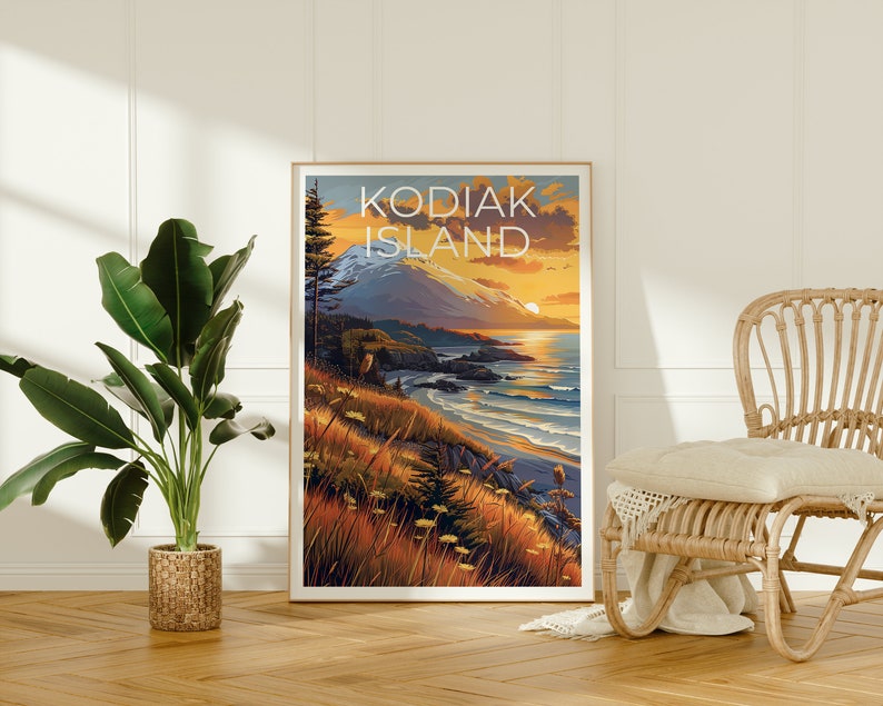Kodiak Island Travel Poster, Kodiak Island Wall Art, Alaska Print, Alaska Poster, Kodiak Island Poster, Kodiak Island Poster, Alaska Gift