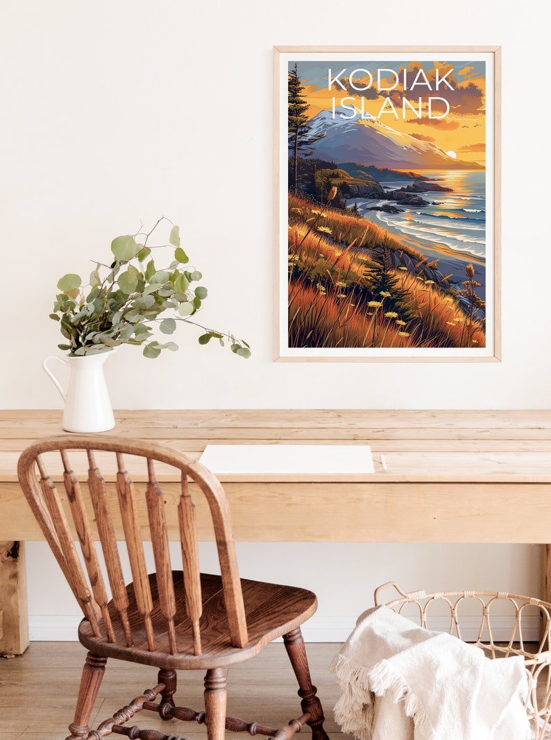 Kodiak Island Travel Poster, Kodiak Island Wall Art, Alaska Print, Alaska Poster, Kodiak Island Poster, Kodiak Island Poster, Alaska Gift