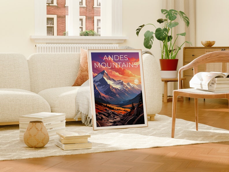 Andes Travel Poster, South America Wall Art, South America Print, Andes Poster, Mountain Poster, Nature Poster, Andes Art