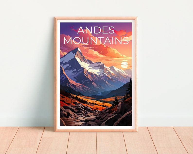 Andes Travel Poster, South America Wall Art, South America Print, Andes Poster, Mountain Poster, Nature Poster, Andes Art